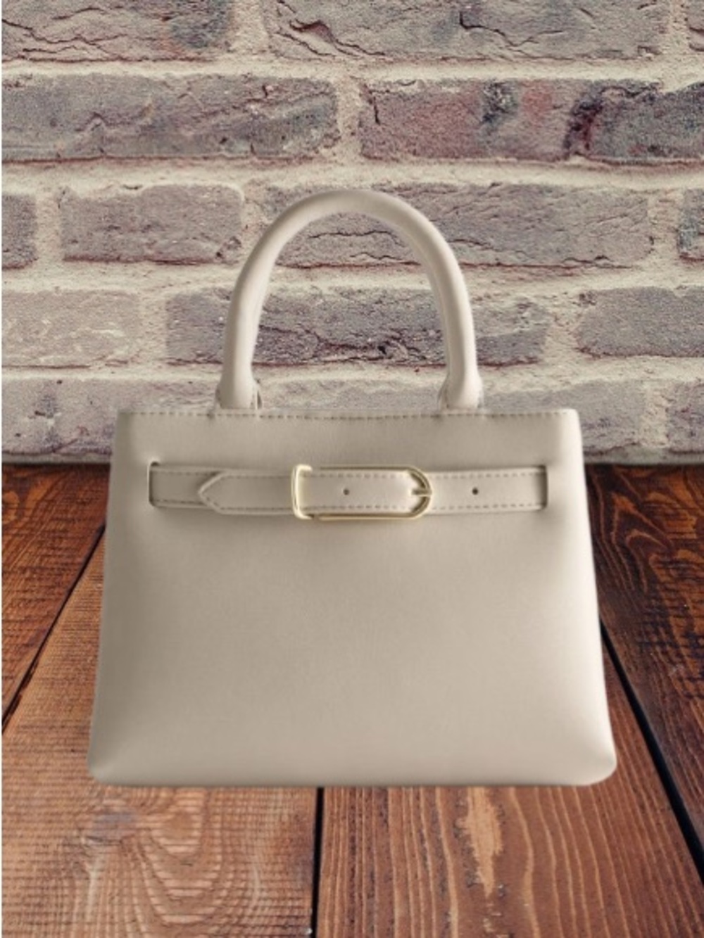 Cream Mini Tote Bag With Carry Handles And a Crossbody Strap
